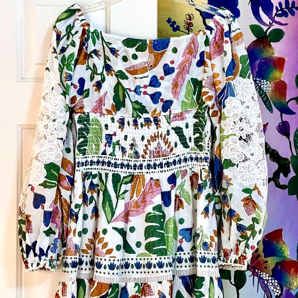 🌺🎉HP🎉🌺 NWOT Farm Rio Summer Garden Lace Midi Dress - Picture 13 of 16